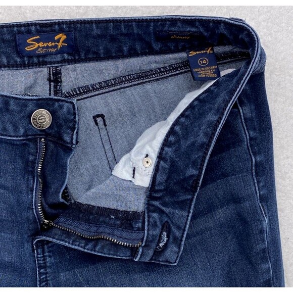 Seven7 Women's Skinny Cropped Jeans Size 14 Dark Wash Denim Stretch Capris - Picture 4 of 12
